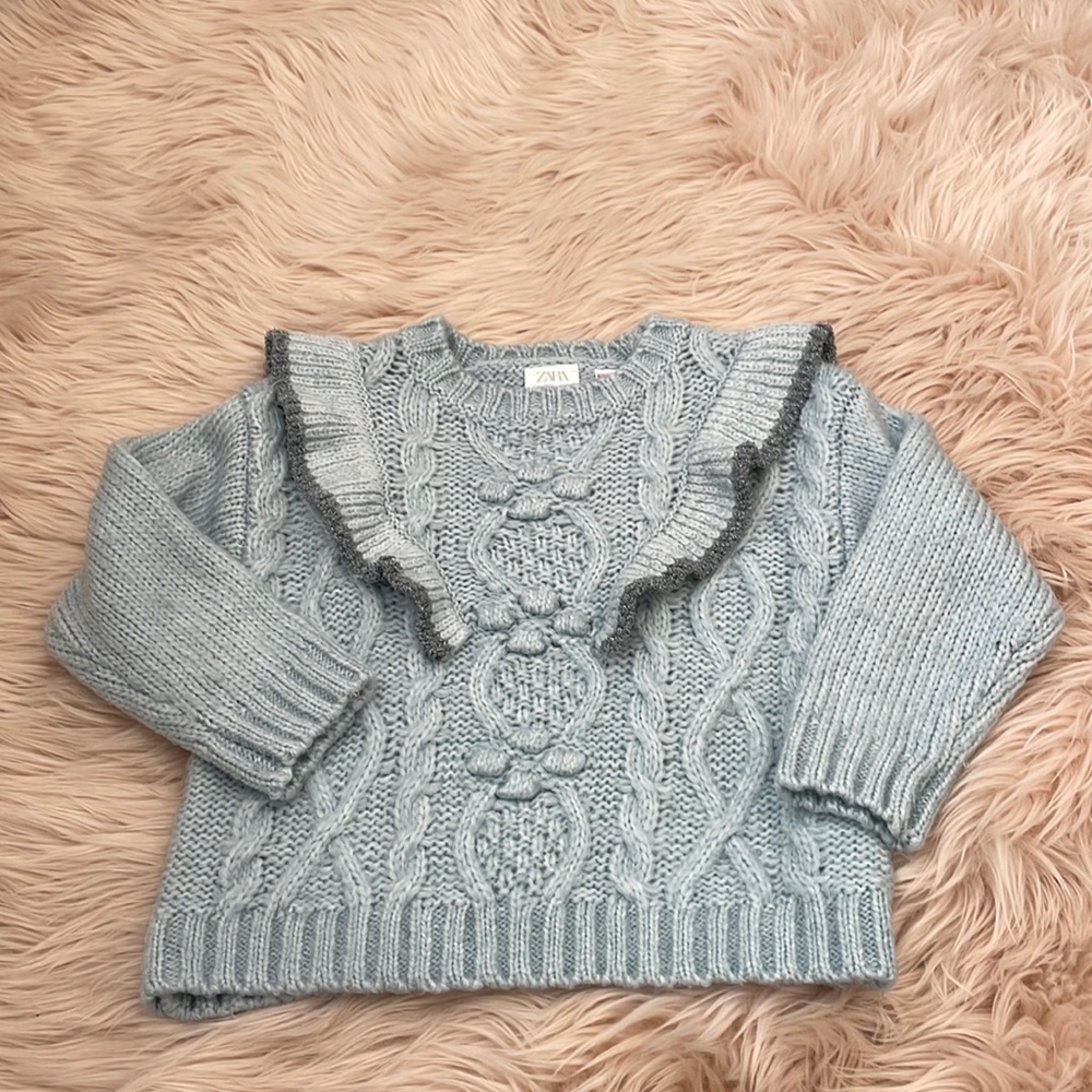Zara Baby blue ruffle collar girls sweater